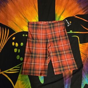 Hot Topic Red and Black Plaid Bike Shorts